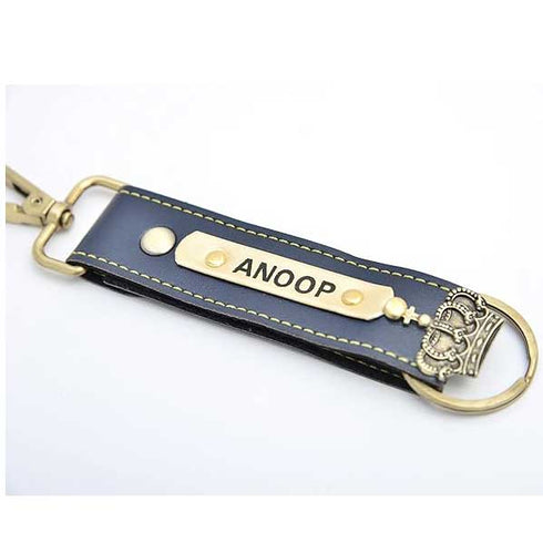 Personalized Keychain With Charms - Blue - Uncommongifts.in